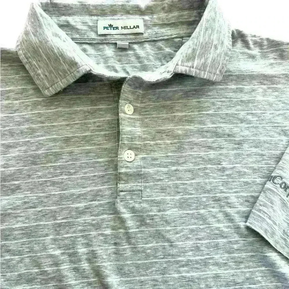 Peter Millar Men’s Gray & White Striped Golf Polo Size Medium - Picture 7 of 7